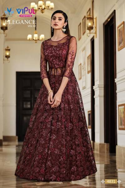 Elegance Vol 2 By Vipul Designer Partywear Stylish Gown Collection